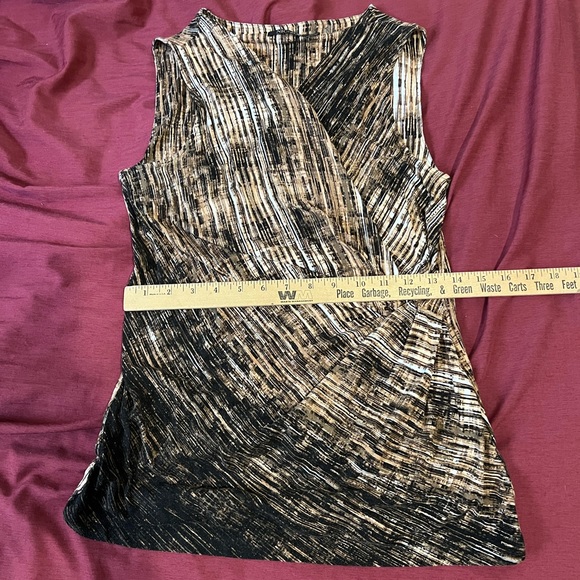 Nic & Zoe V Neck Sleevless Multi Colored Striped Blouse With Rouching Size S - Picture 3 of 5